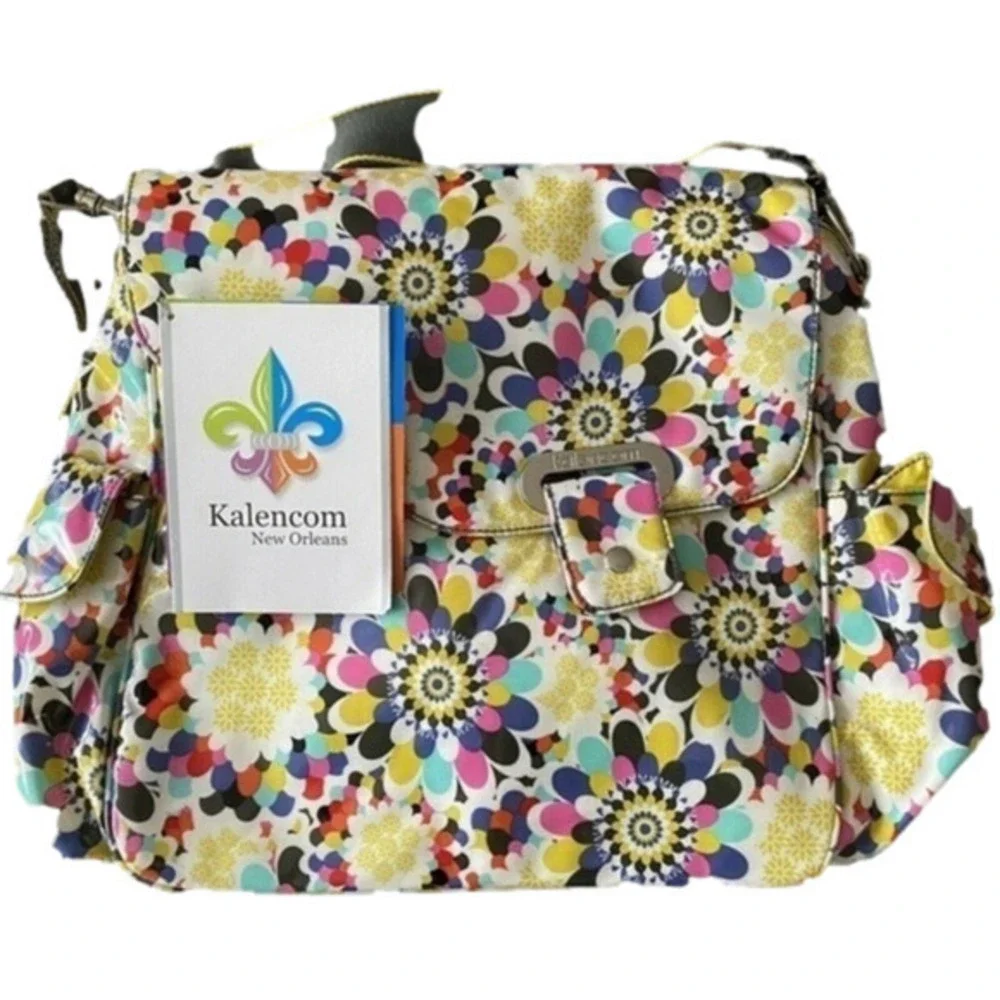 KALECOM LAMINATED PETAL OZZ Baby Diaper BAG 4 pc floral NWT multi-color NWT